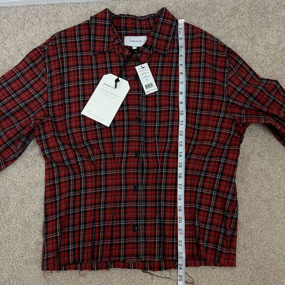Current/Elliott Button Down Shirt Womens Size 3 Medium Red Tartan Plaid Ladies - Picture 9 of 12